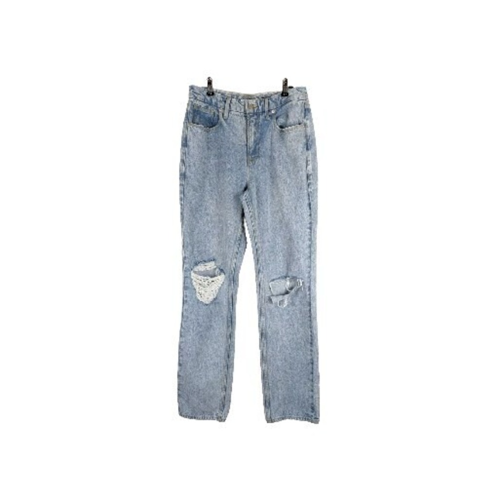 Good American Womens 90s Icon Straight Leg Jeans Size 8/29 High Rise Distressed‎